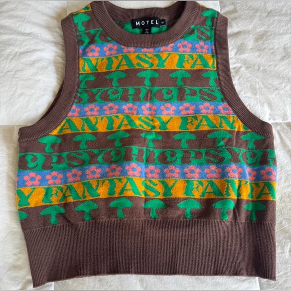 Motel Rocks Tops - Motel Rocks Brown and Green Crop Top
